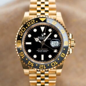 “Rolex GMT Master II Gold 2023 Edition – Luxury Automatic Watch for Men (41mm Dial, 5-Link Bracelet)”